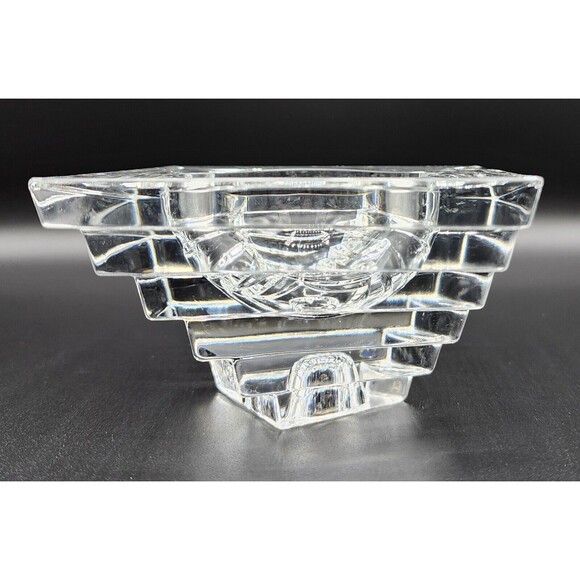 JG Durand Vintage Crystal Sculpture Candle Holder 2.25in x 4in 1980 Round Candle - Picture 1 of 11